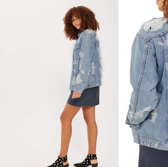 ✔SOLD!✔Topshop - Ripped Jean Jacket - Picture 2 of 5